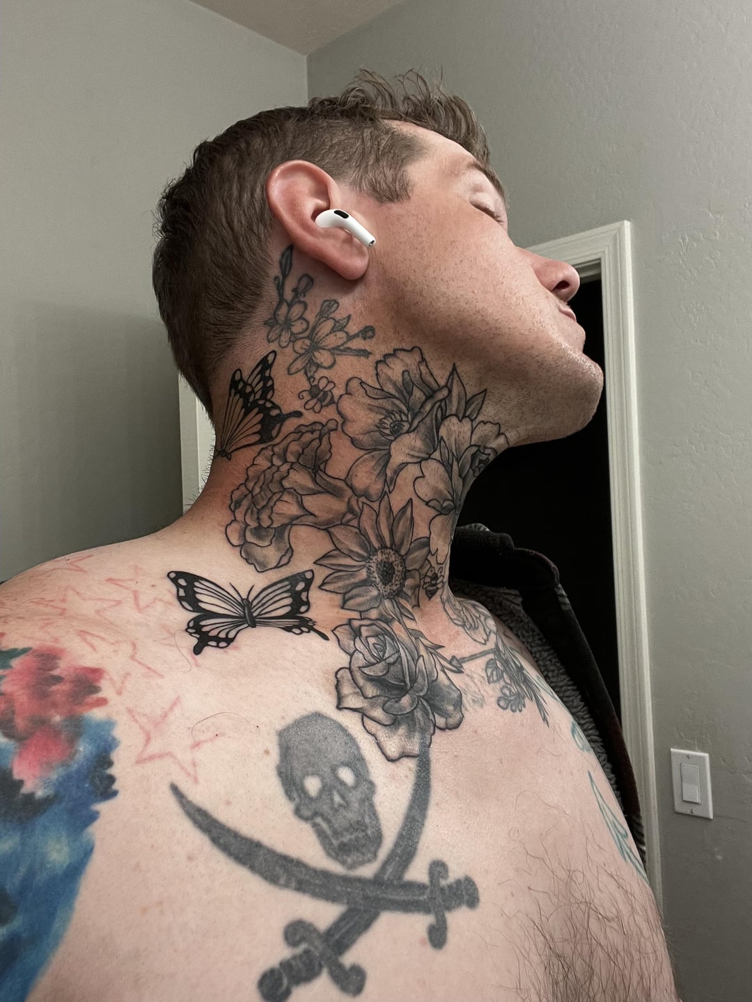 throat skull neck tattoos for men 0017