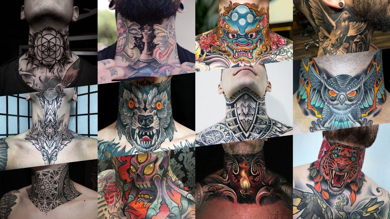 throat skull neck tattoos for men 0018