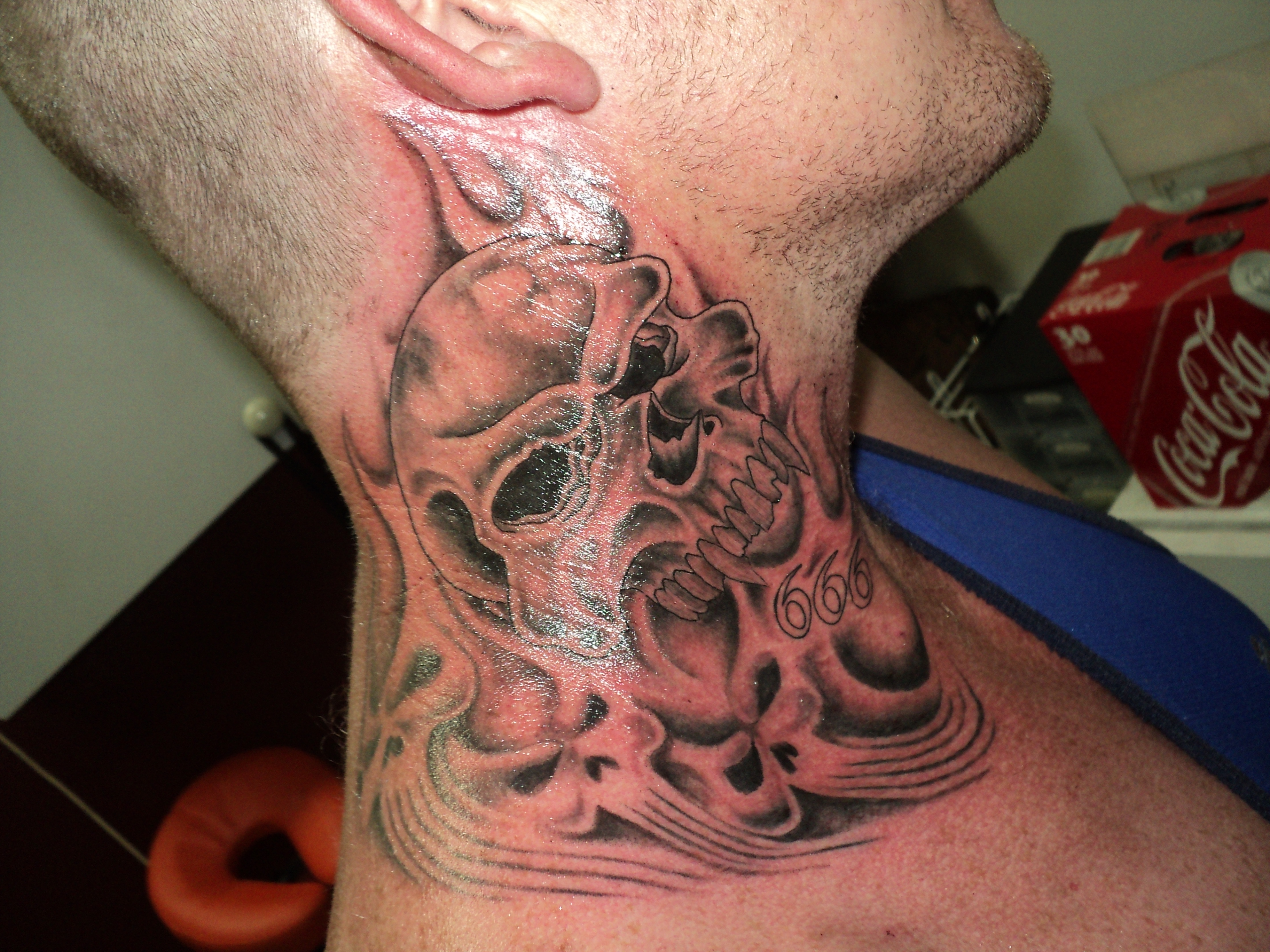 throat skull neck tattoos for men 0019