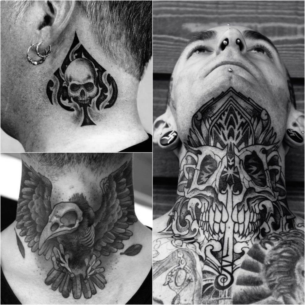 throat skull neck tattoos for men 0021