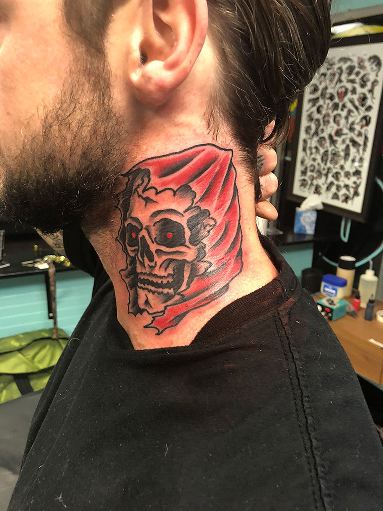 throat skull neck tattoos for men 0024