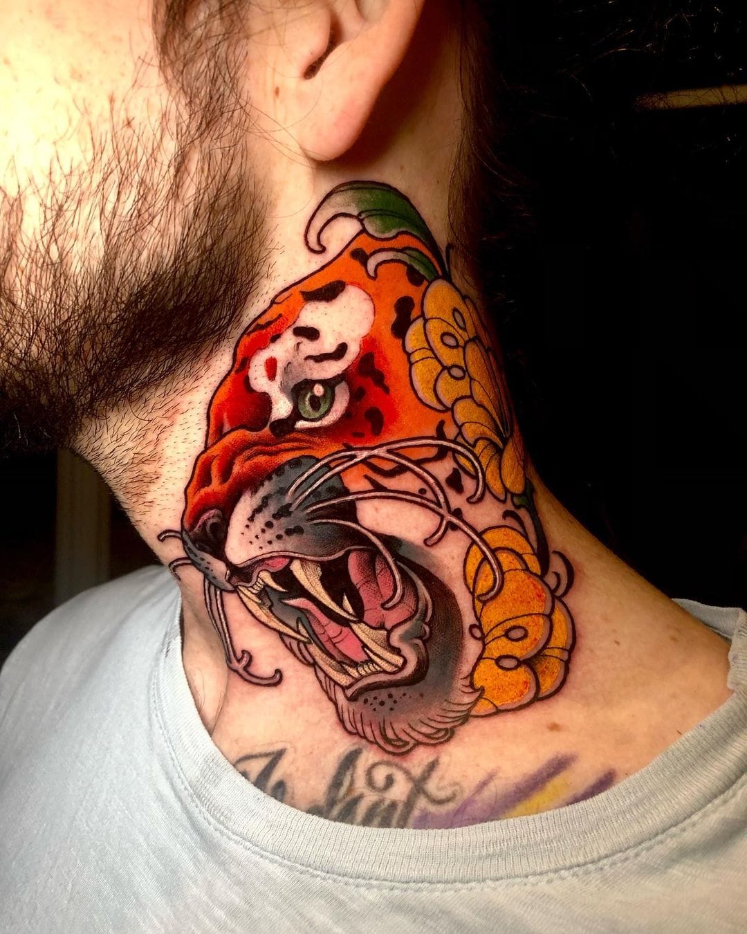 throat skull neck tattoos for men 0029