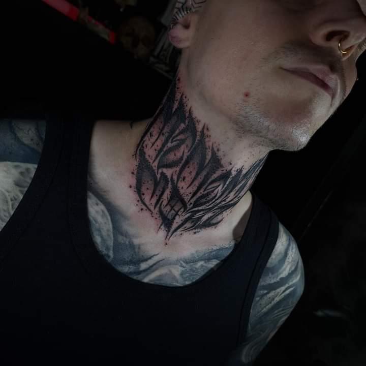 throat skull neck tattoos for men 0035