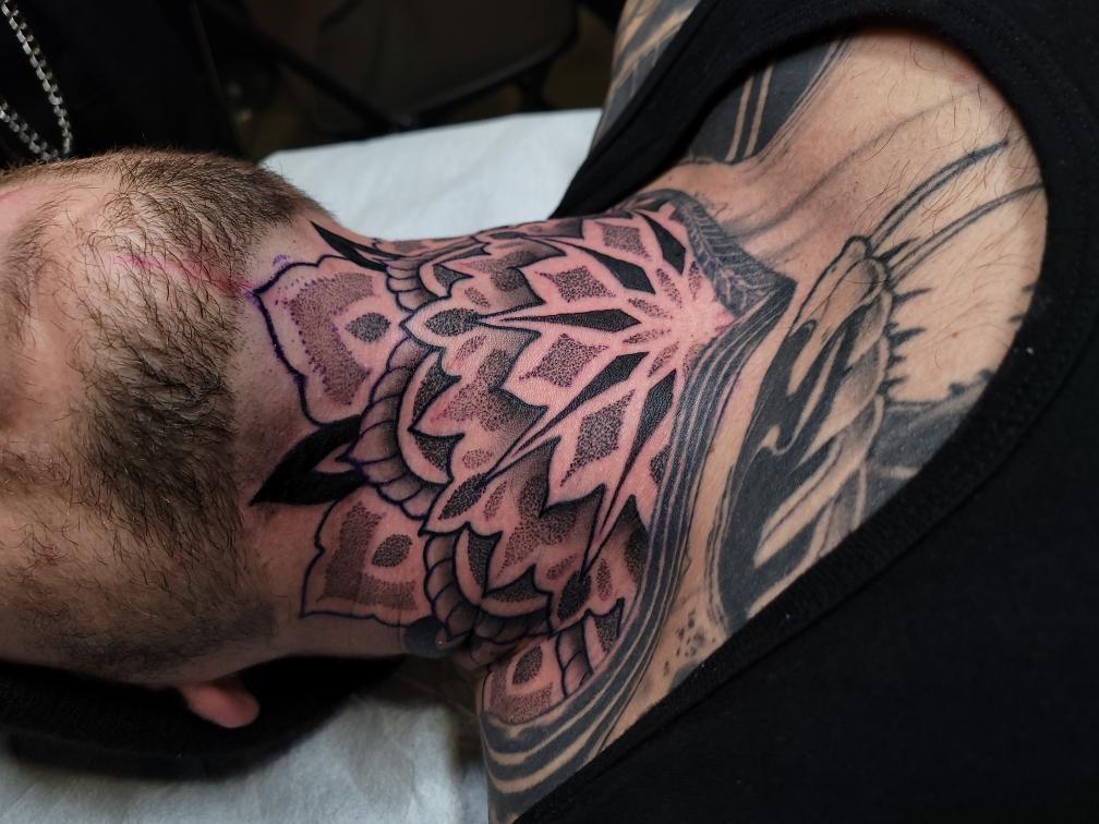 throat skull neck tattoos for men 0040