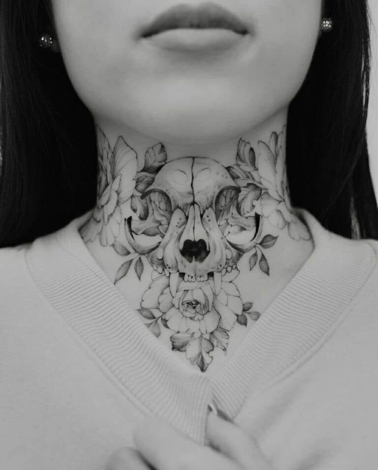 throat skull neck tattoos for men 0043