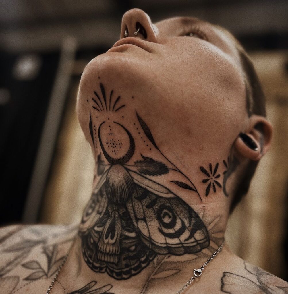 throat skull neck tattoos for men 0058