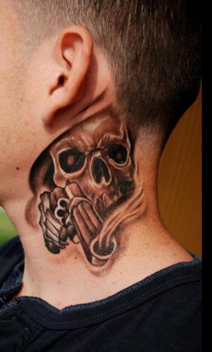 throat skull neck tattoos for men 0061