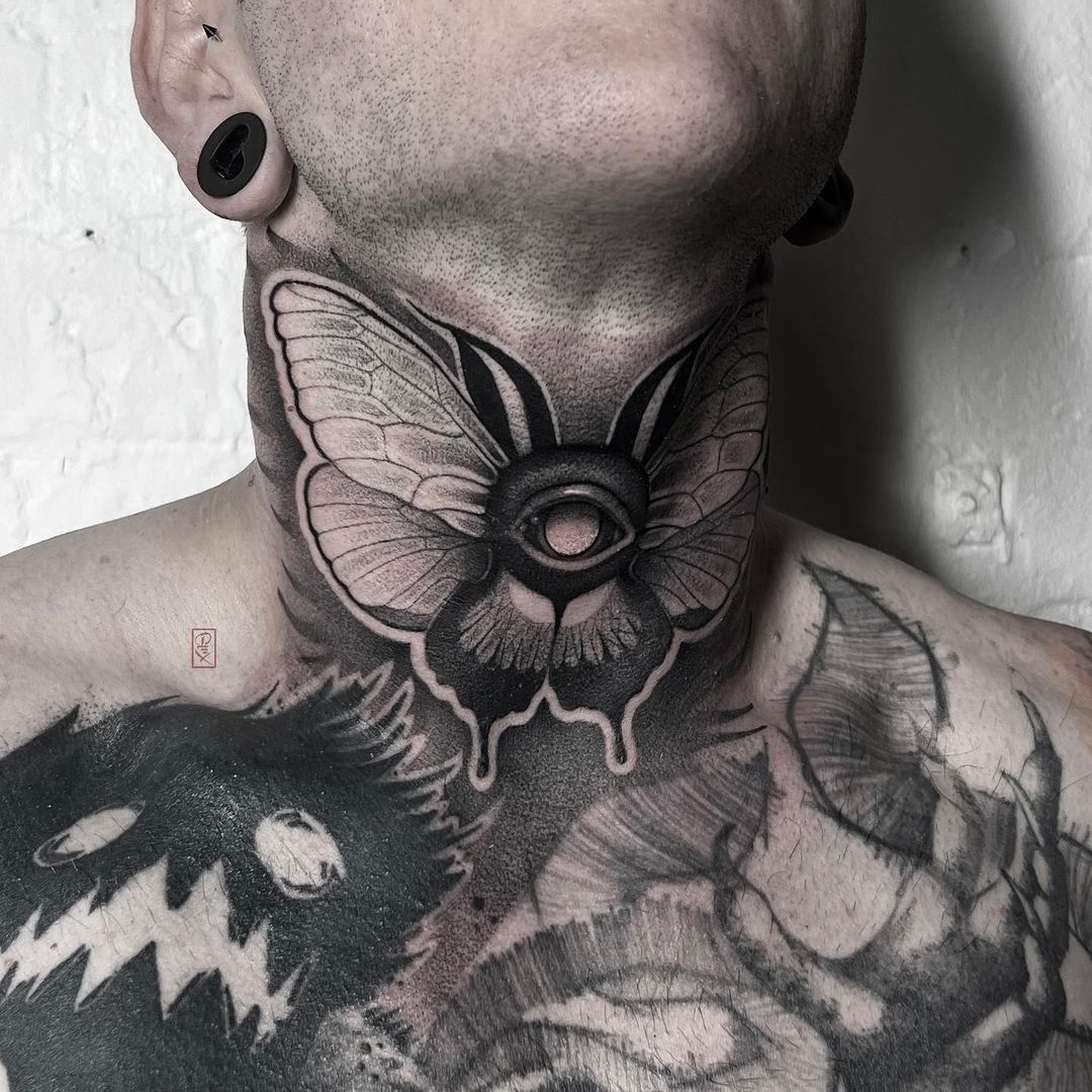 throat skull neck tattoos for men 0070