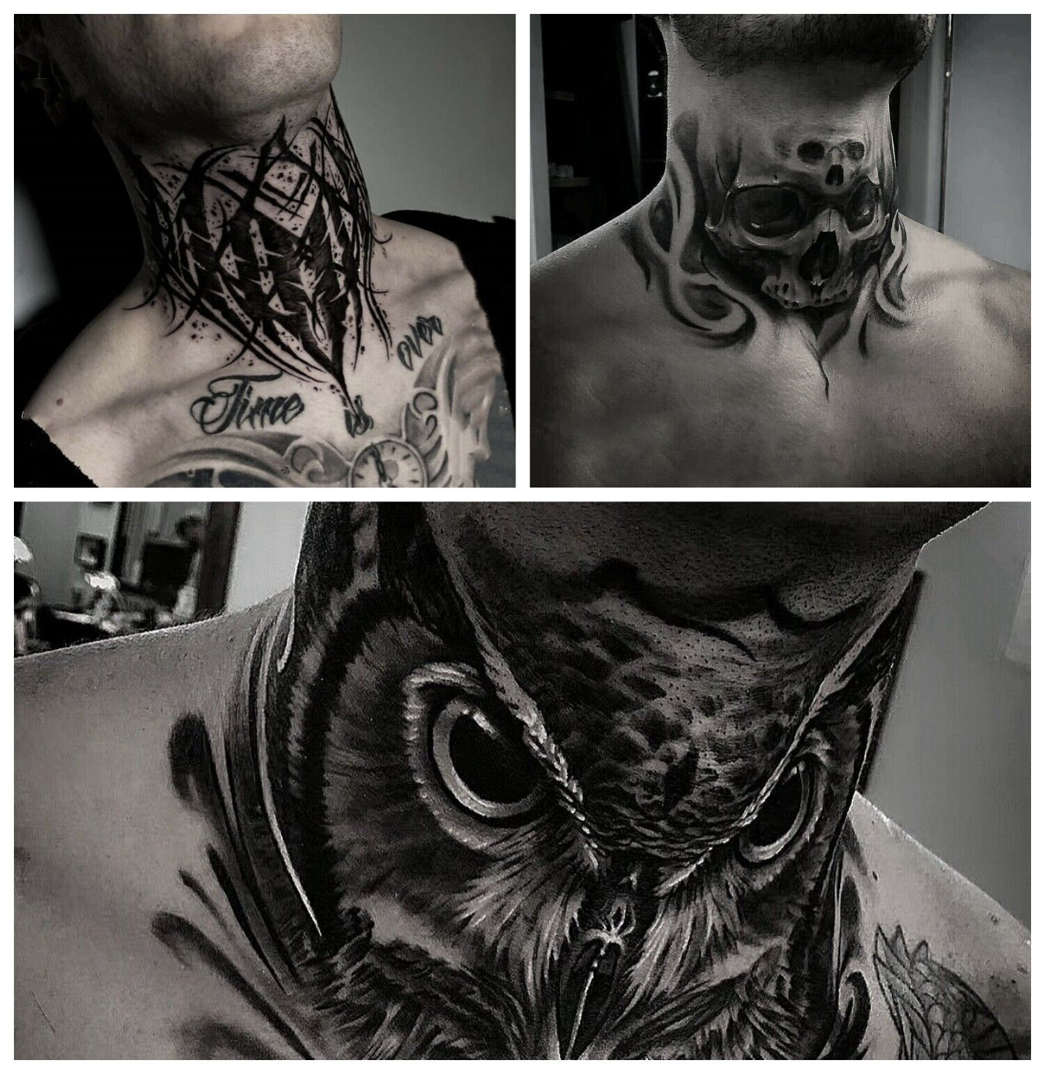 throat skull neck tattoos for men 0072