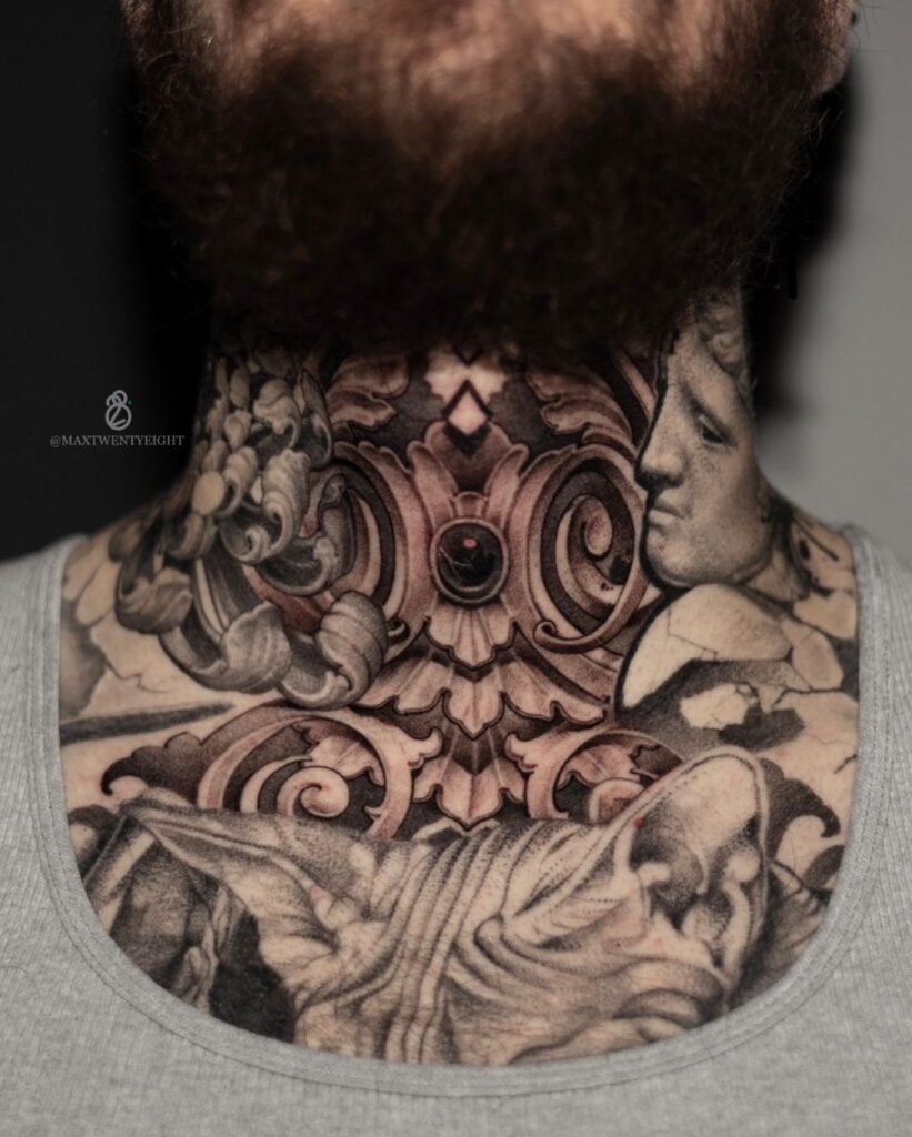 throat skull neck tattoos for men 0074