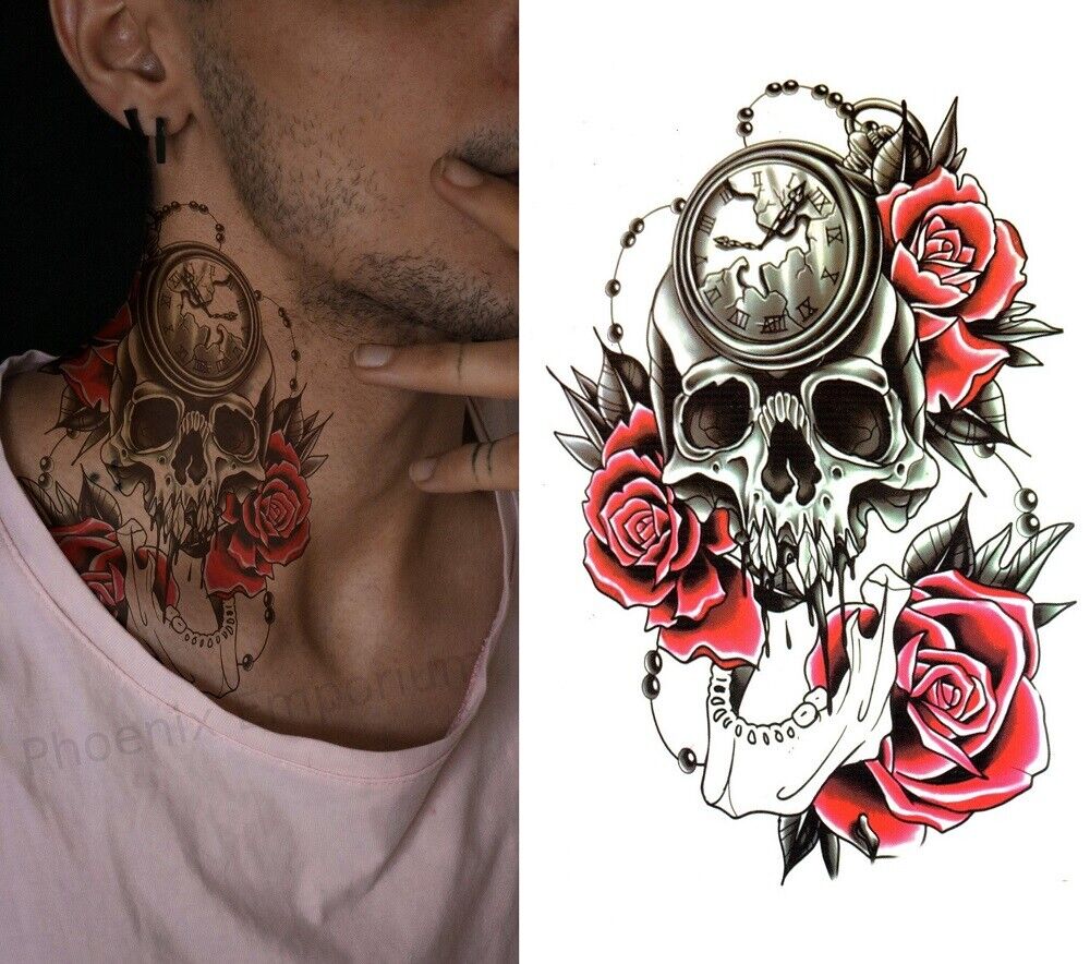 throat skull neck tattoos for men 0083