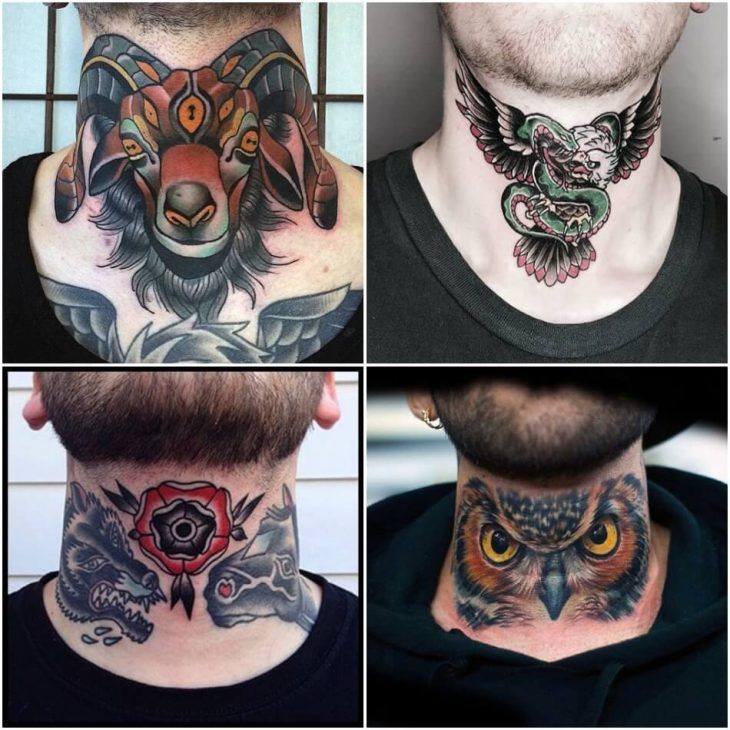 throat skull neck tattoos for men 0090