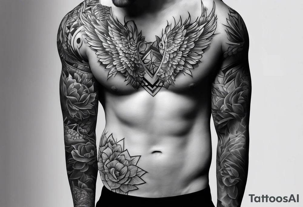 trends in one sided chest tattoos for men.