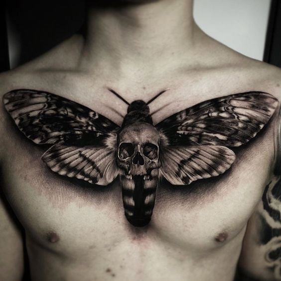 trendy moth tattoos for men