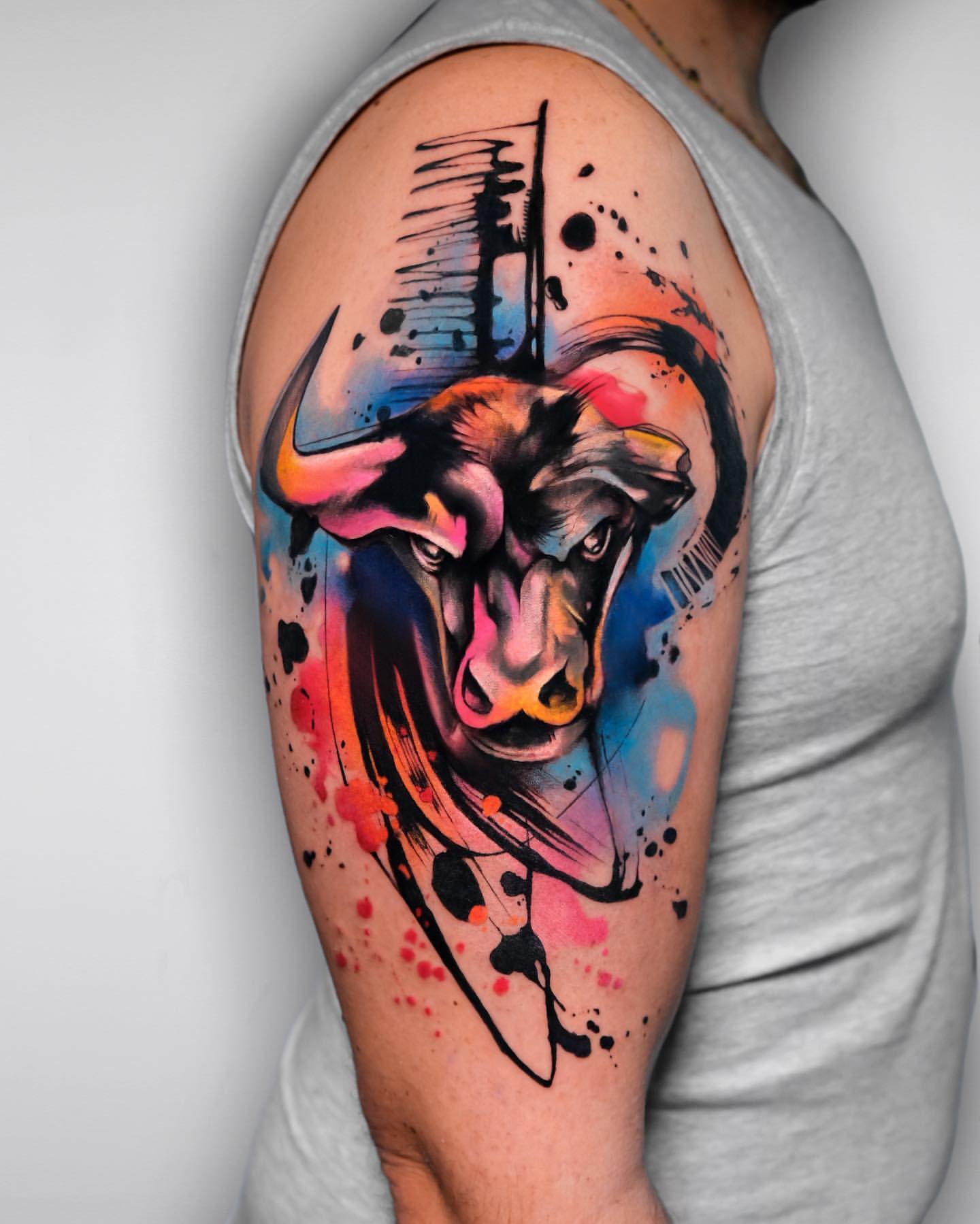 tribal bull tattoos for men