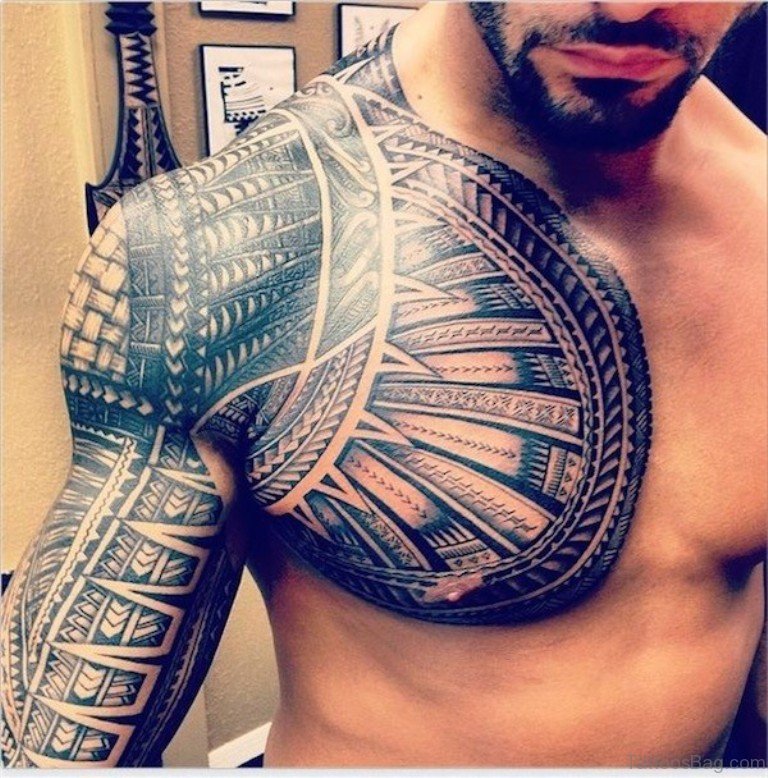 tribal chest tattoos for men 0016