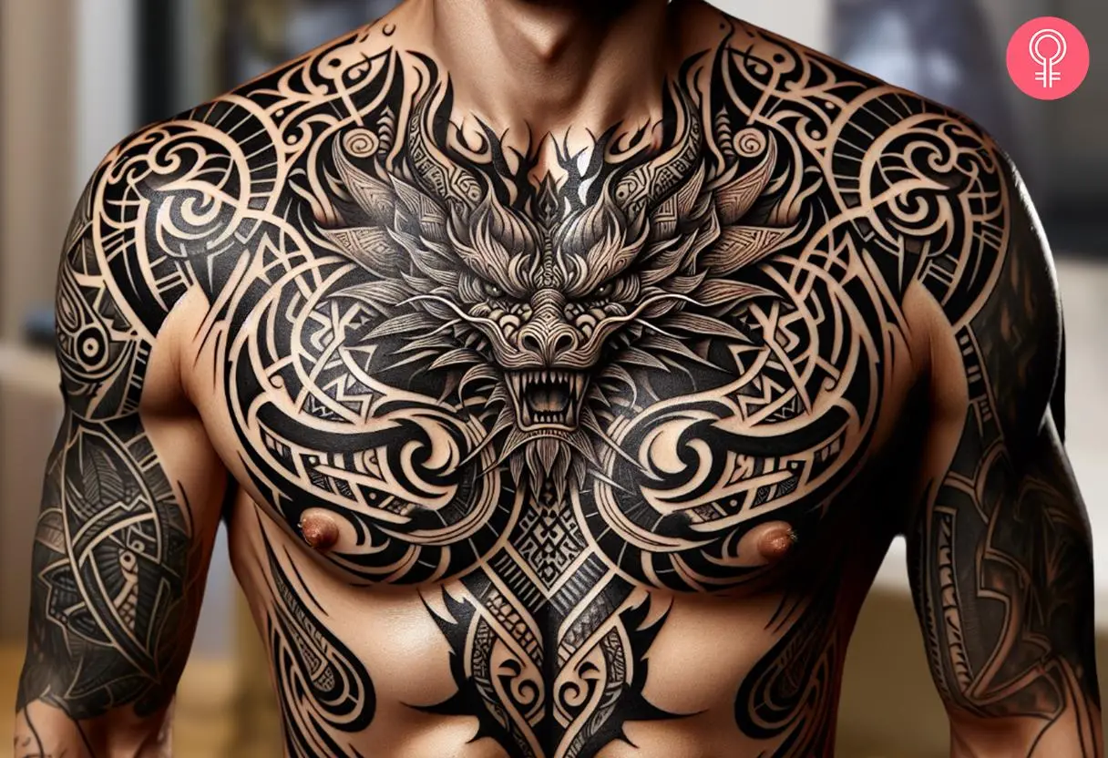 tribal chest tattoos for men 0023