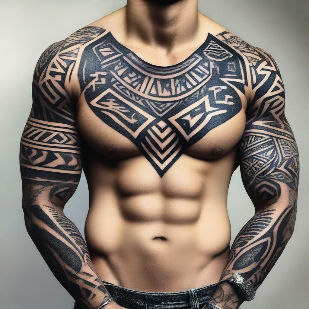 tribal chest tattoos for men 0027