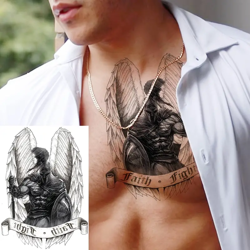 tribal warrior chest tattoos for men