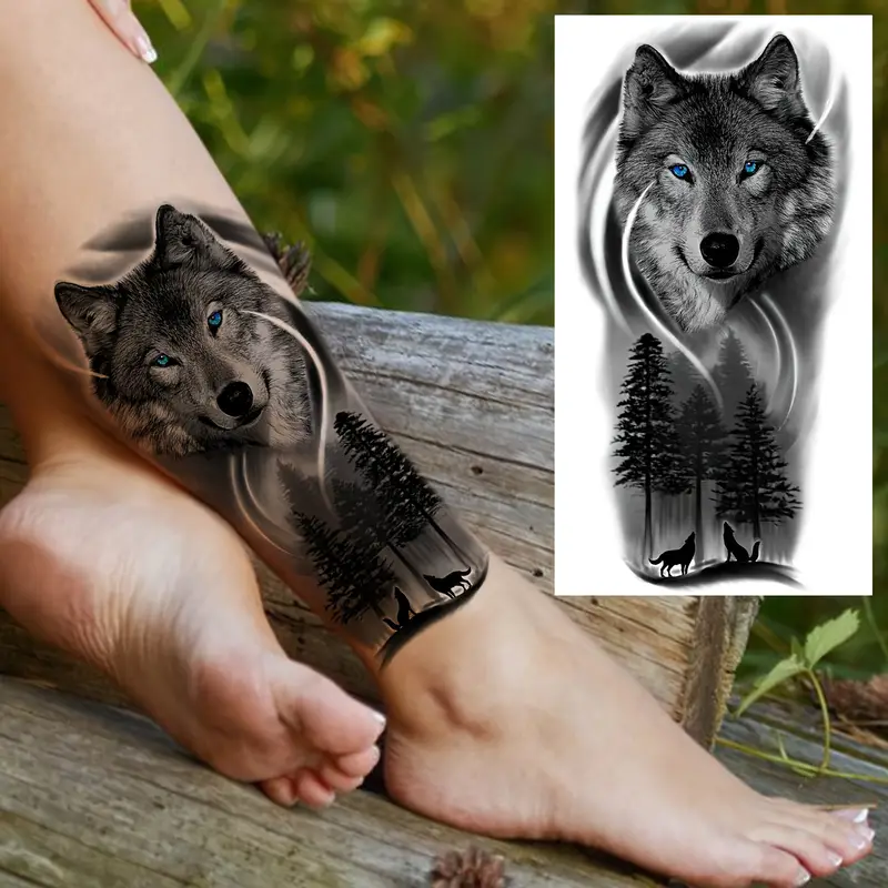 tribal wolf tattoo sleeves for men