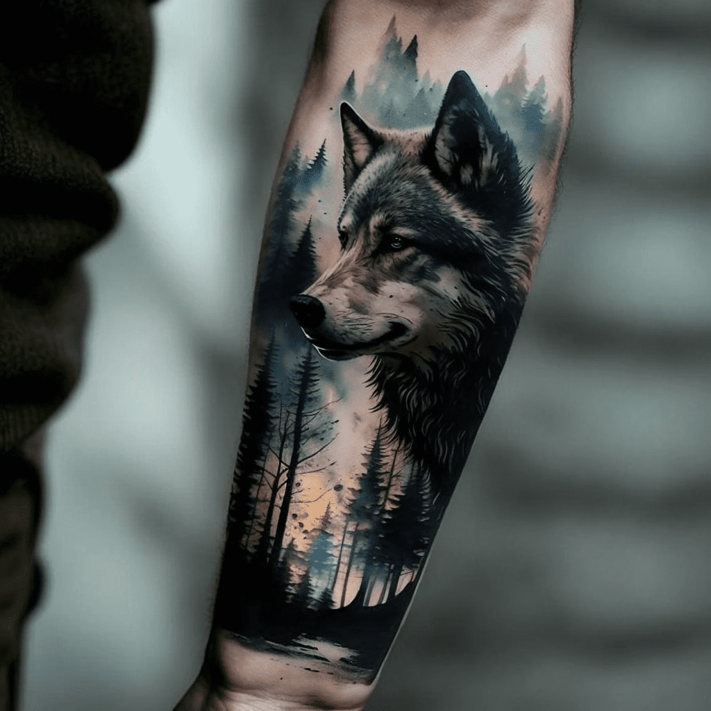 tribal wolf tattoos for men