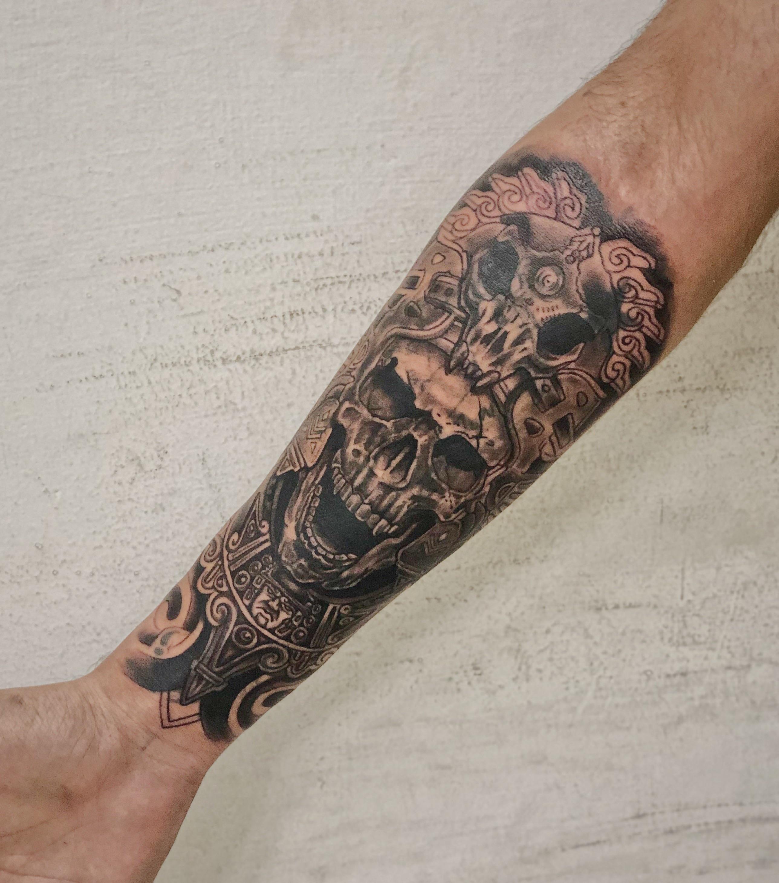 unique aztec forearm tattoos for men