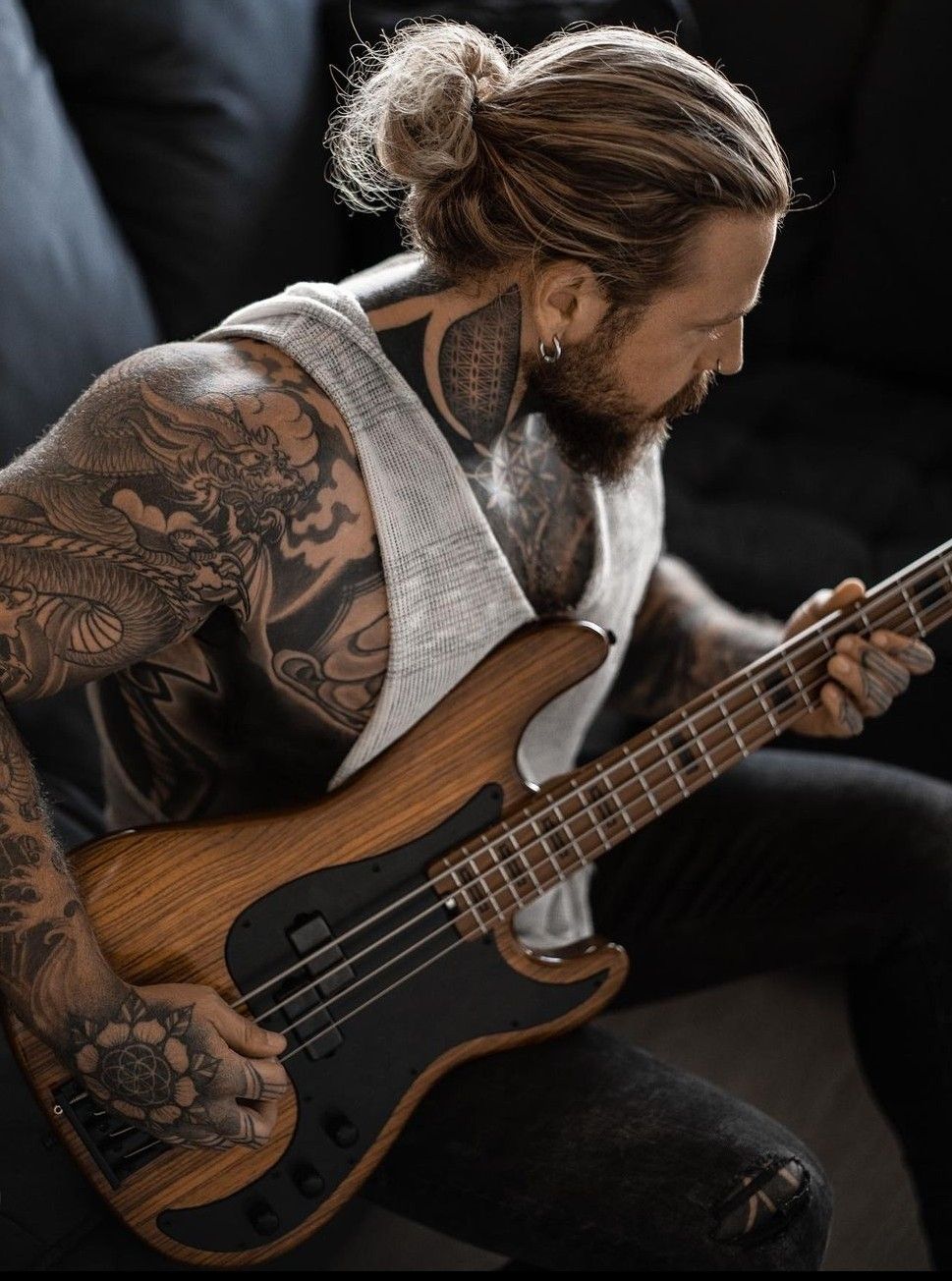 unique bass tattoo designs for men