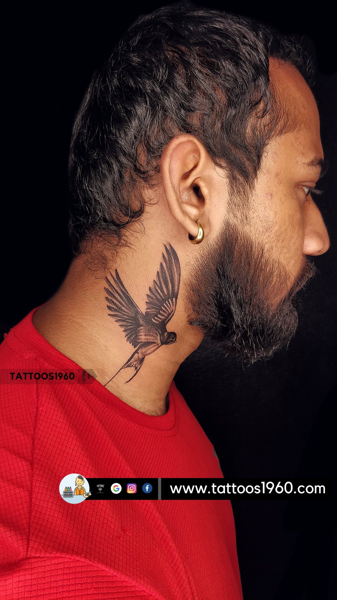 unique bird neck tattoos for men