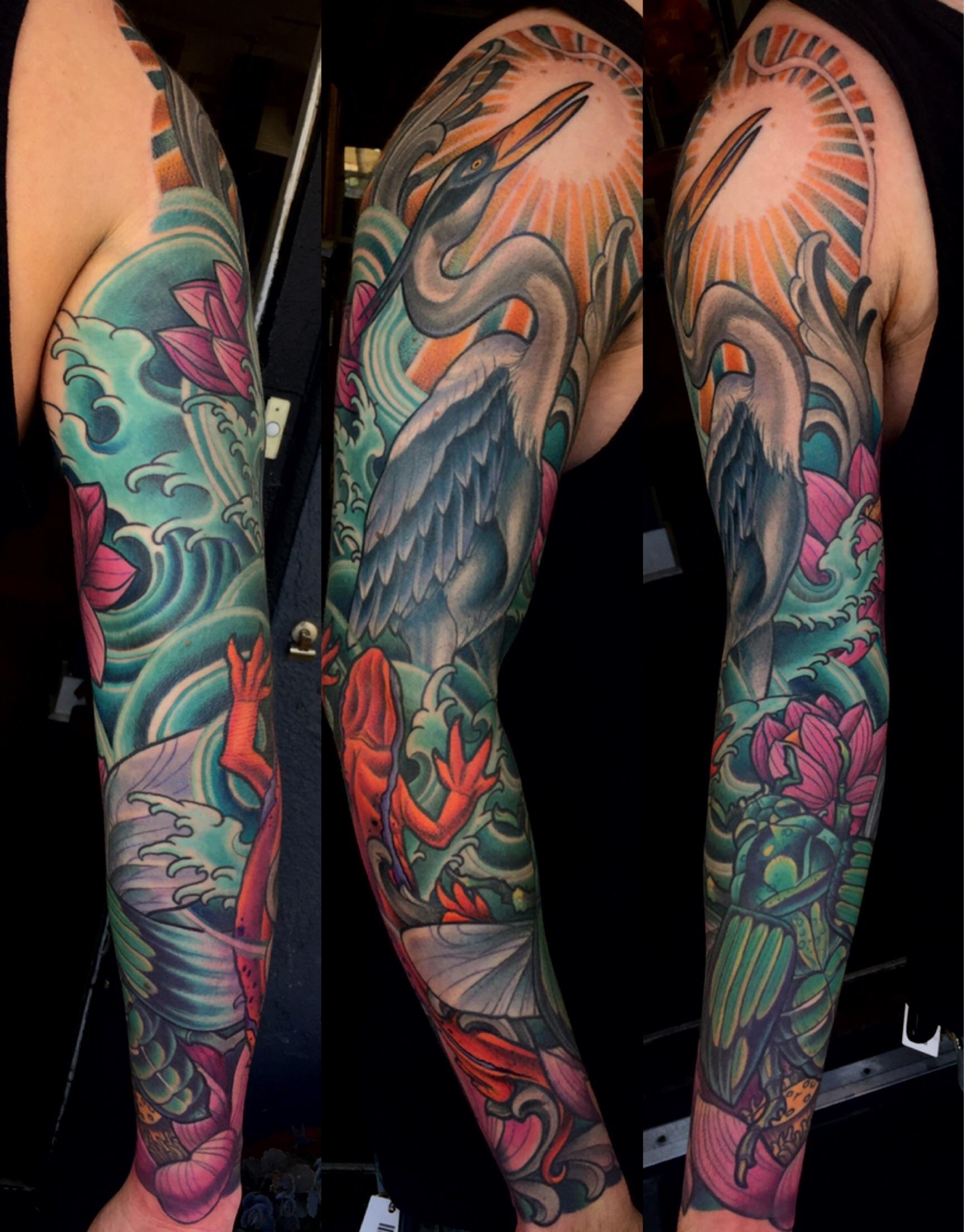 unique colorful sleeve tattoos for men