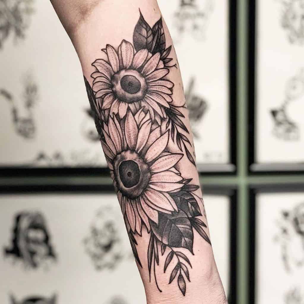 unique designs for sunflower tattoos for men