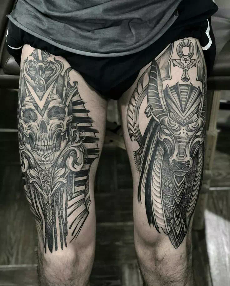 unique designs for thigh tattoos for men