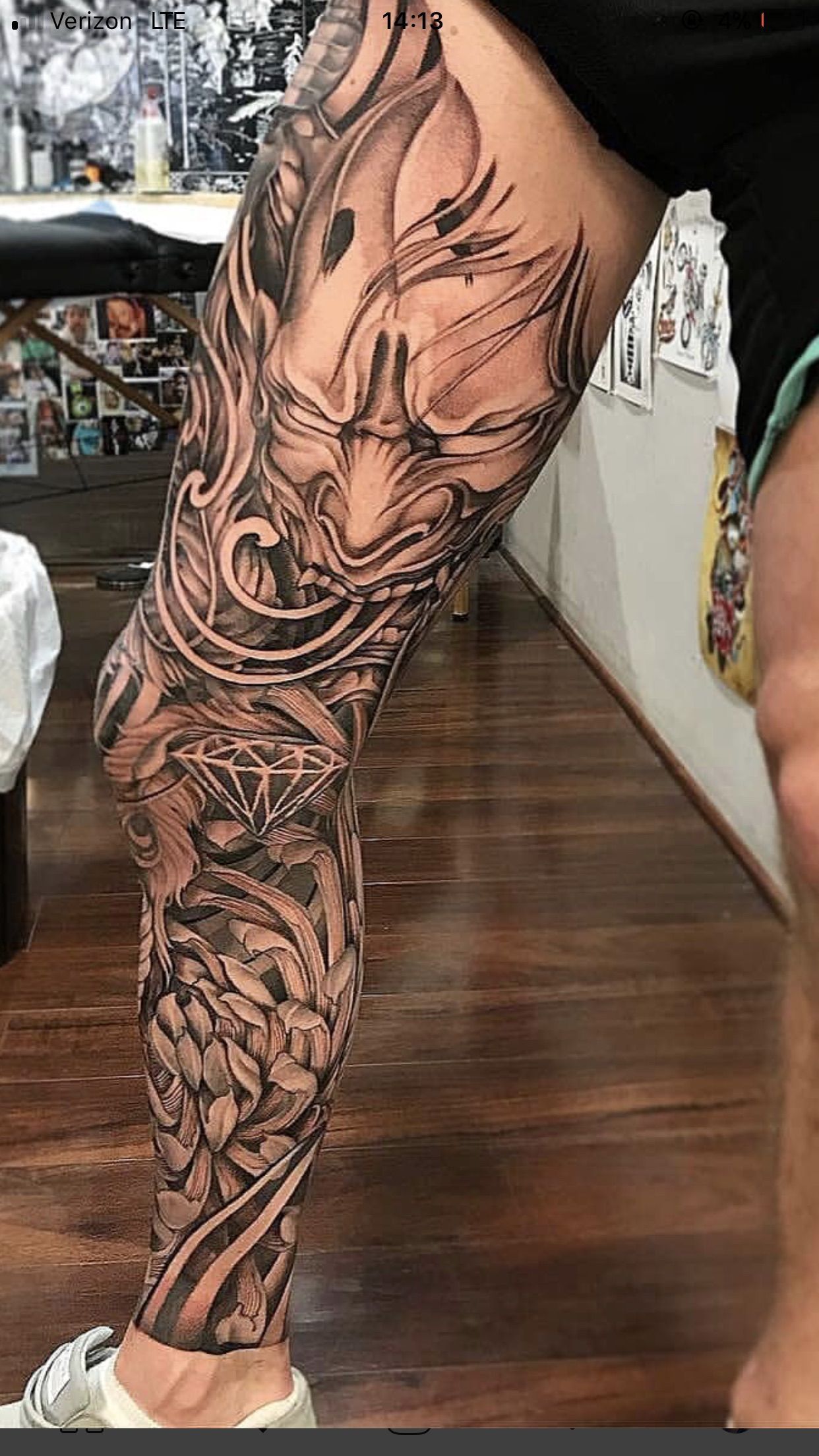 unique dragon leg tattoos for men