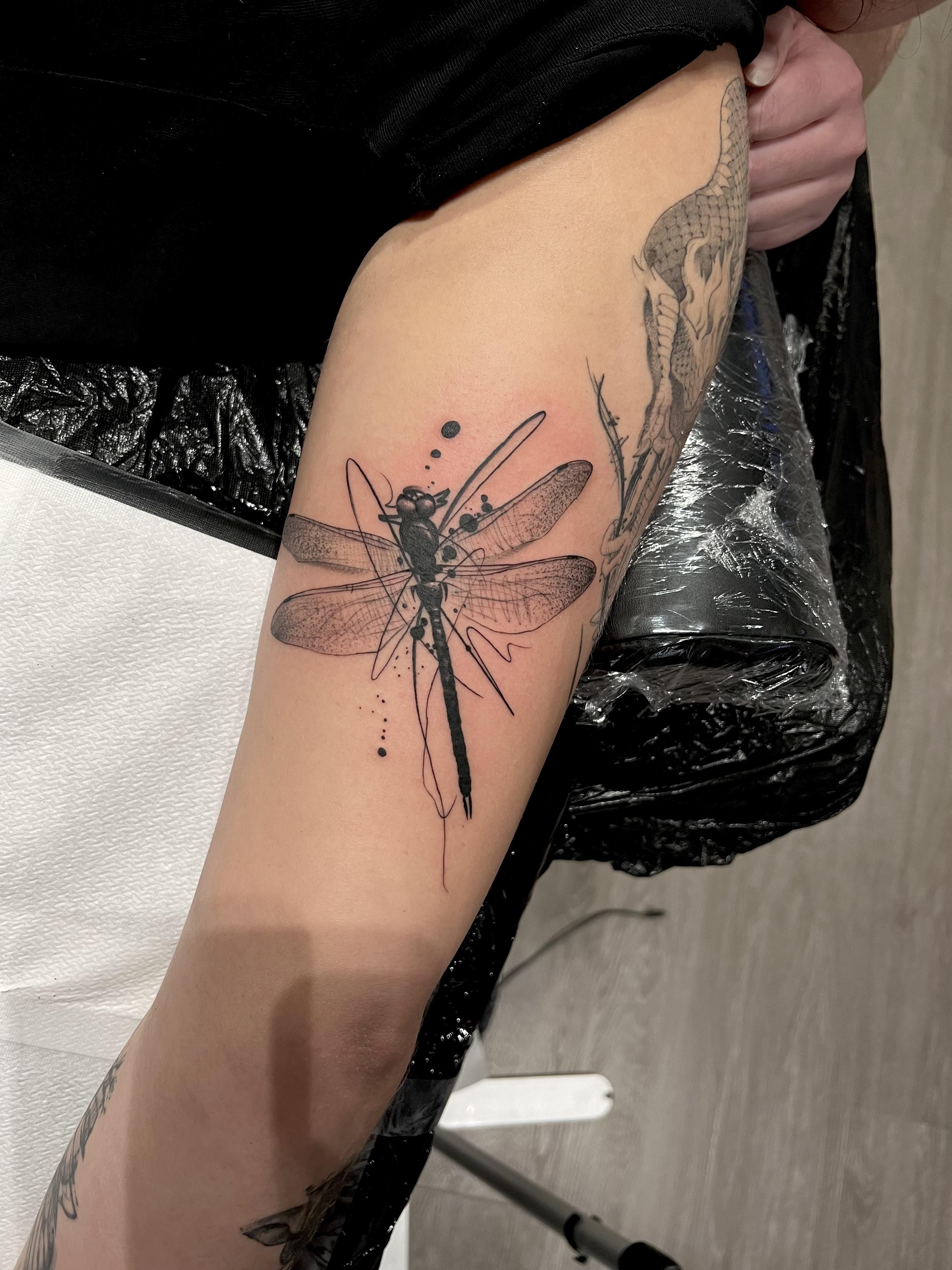 unique dragonfly tattoos for men