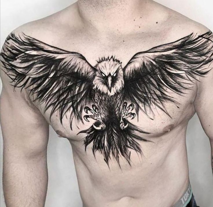 unique eagle chest tattoos for men