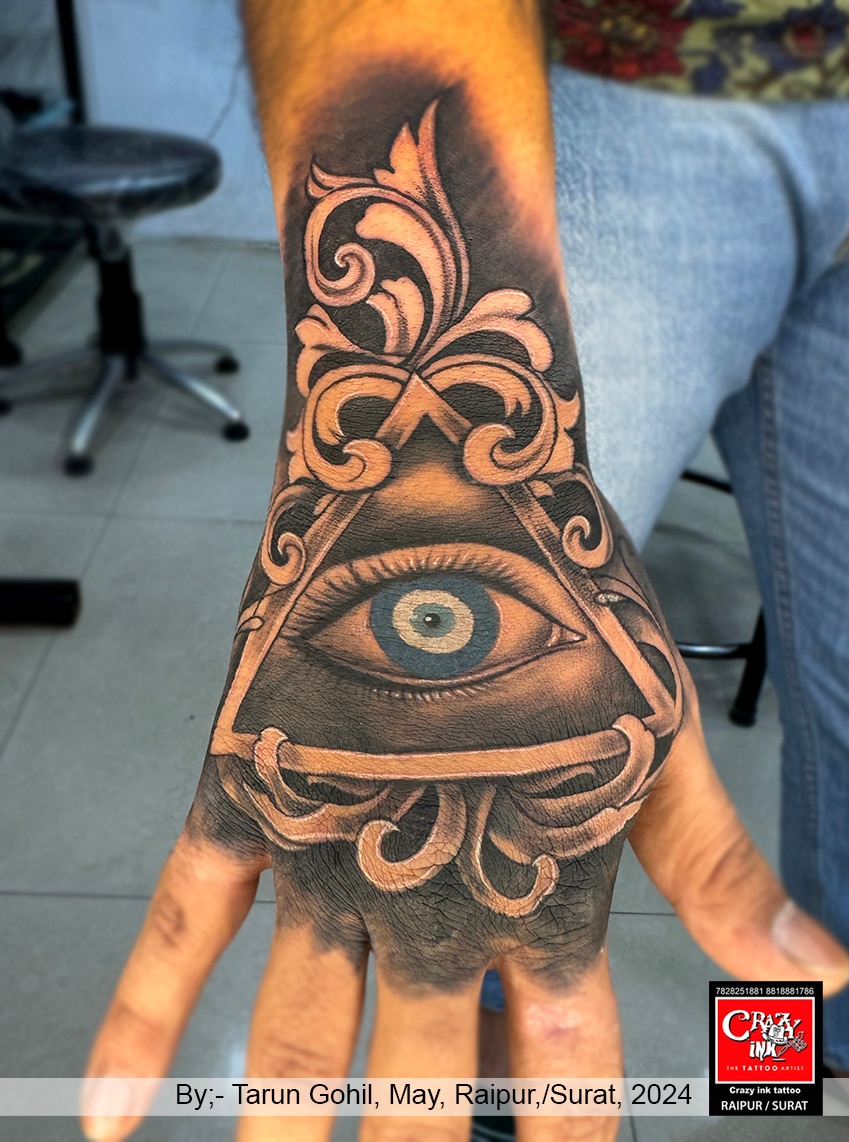 unique eye hand tattoos for men