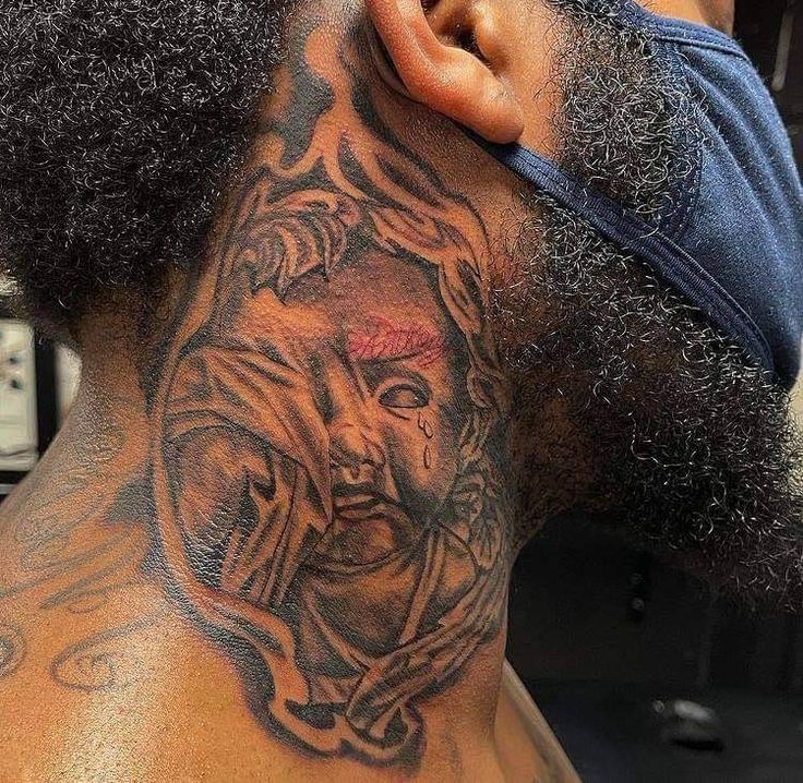 unique hood neck tattoos for men