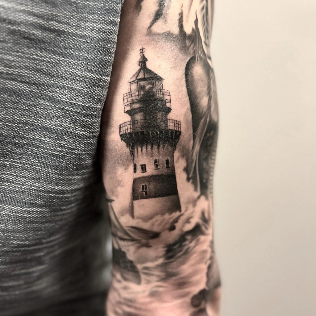 unique lighthouse tattoos for men