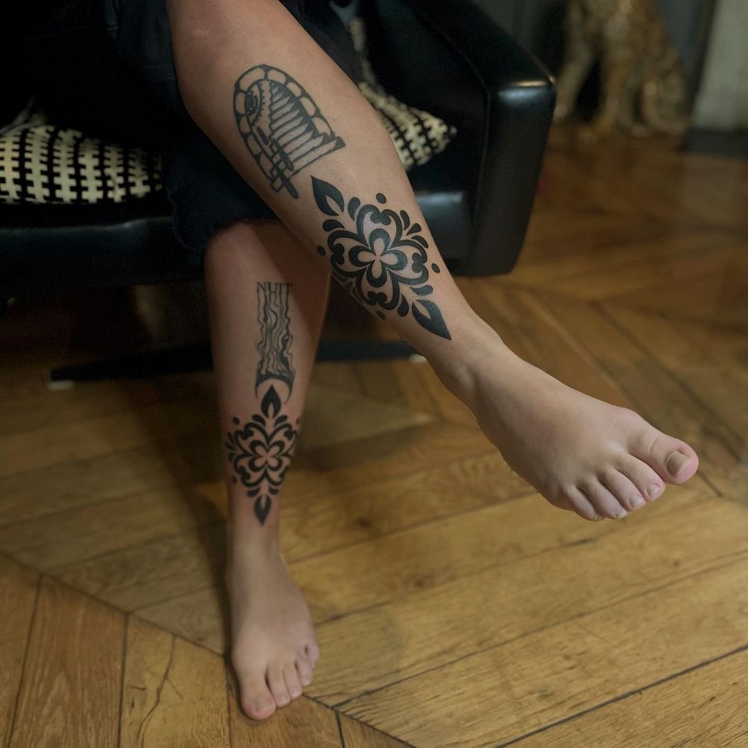 unique tribal leg tattoos for men