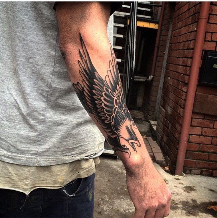 unique variations of eagle forearm tattoos for men