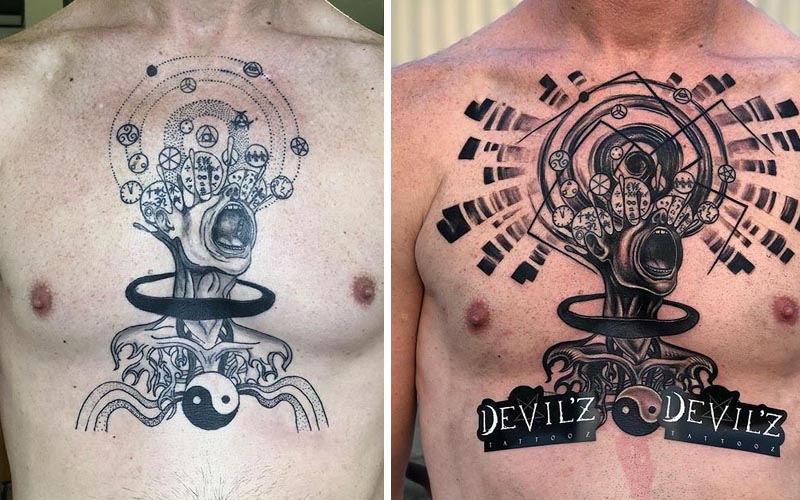 upper back tattoo cover up ideas for men 0099