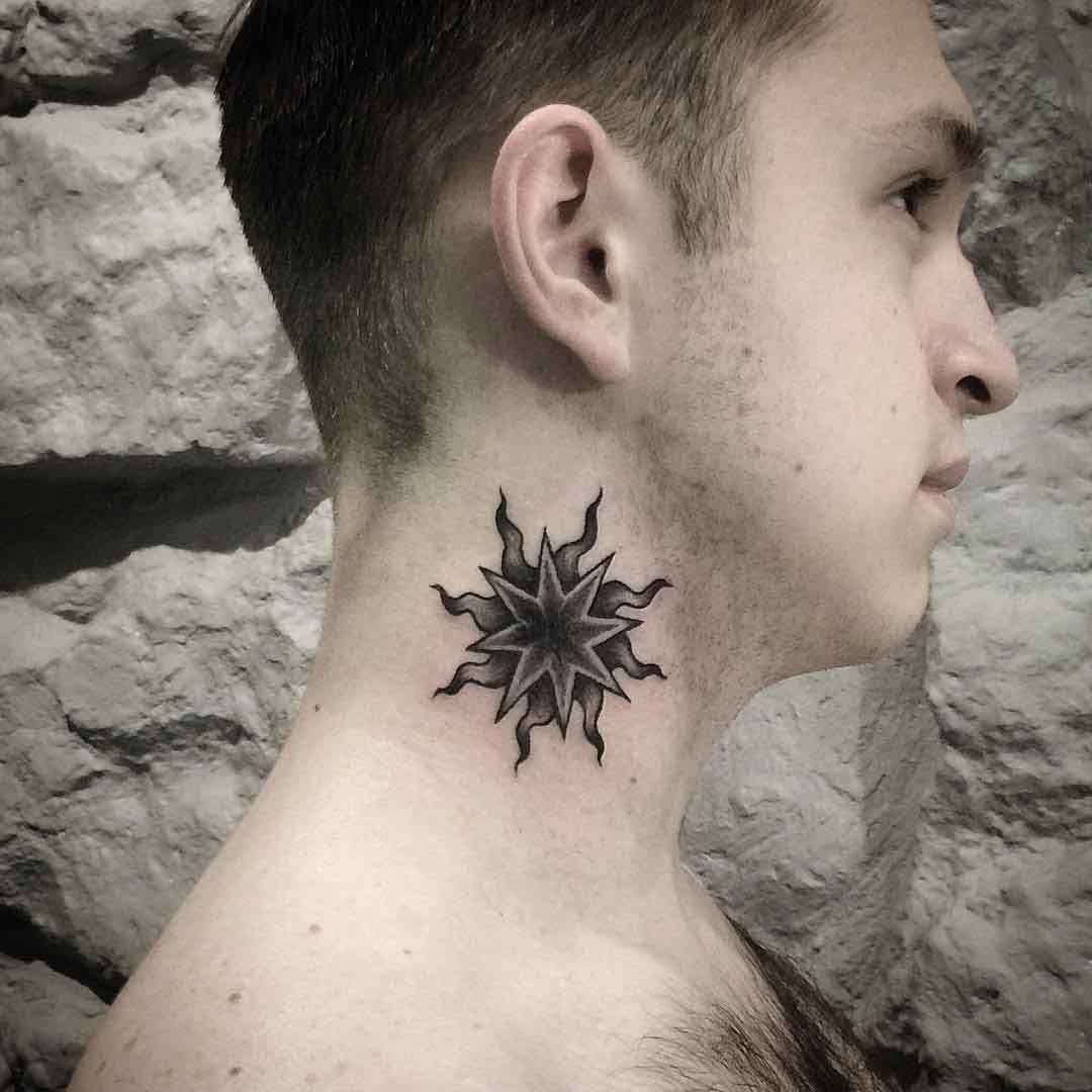 versatile star tattoos on neck for men