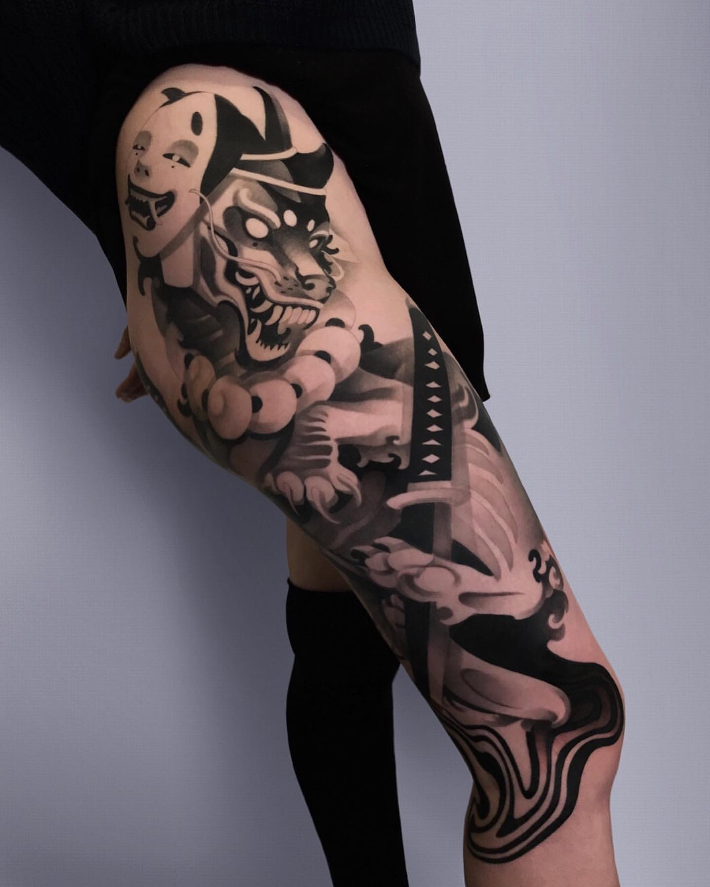 vibrant Asian tattoos for men color schemes