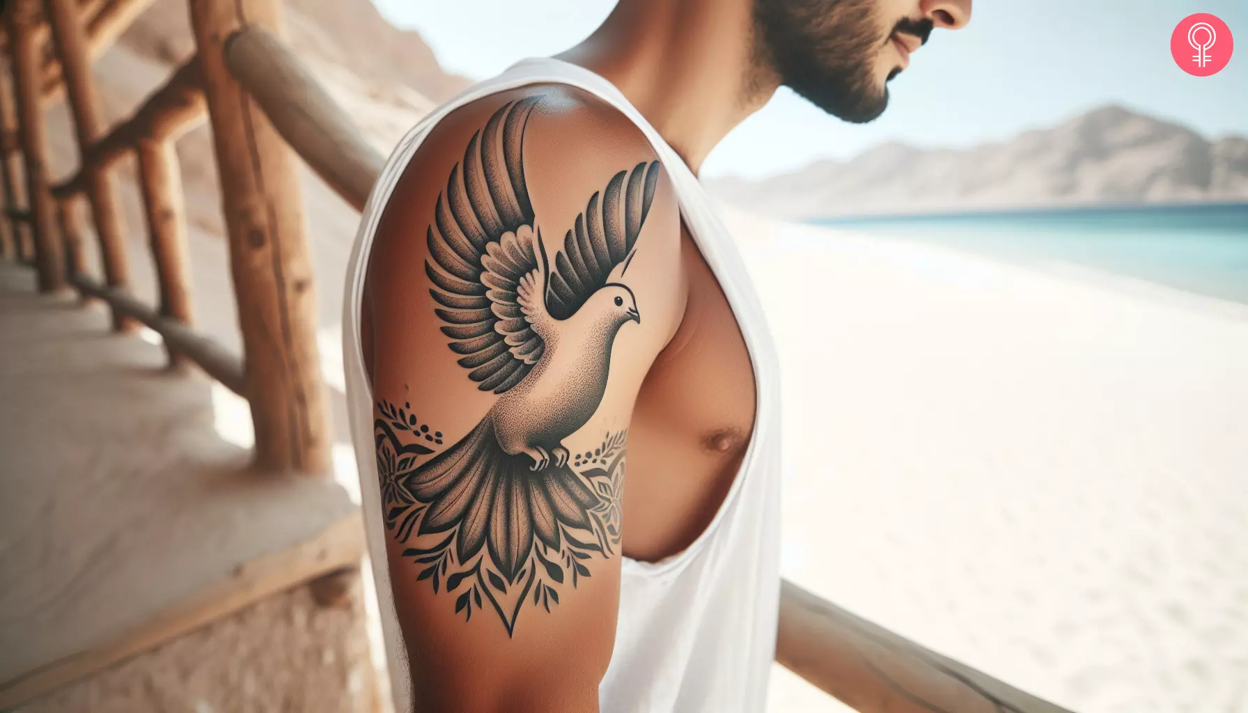 vibrant dove neck tattoos for men inspiration