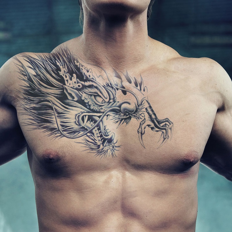 vibrant dragon tattoos for men chest