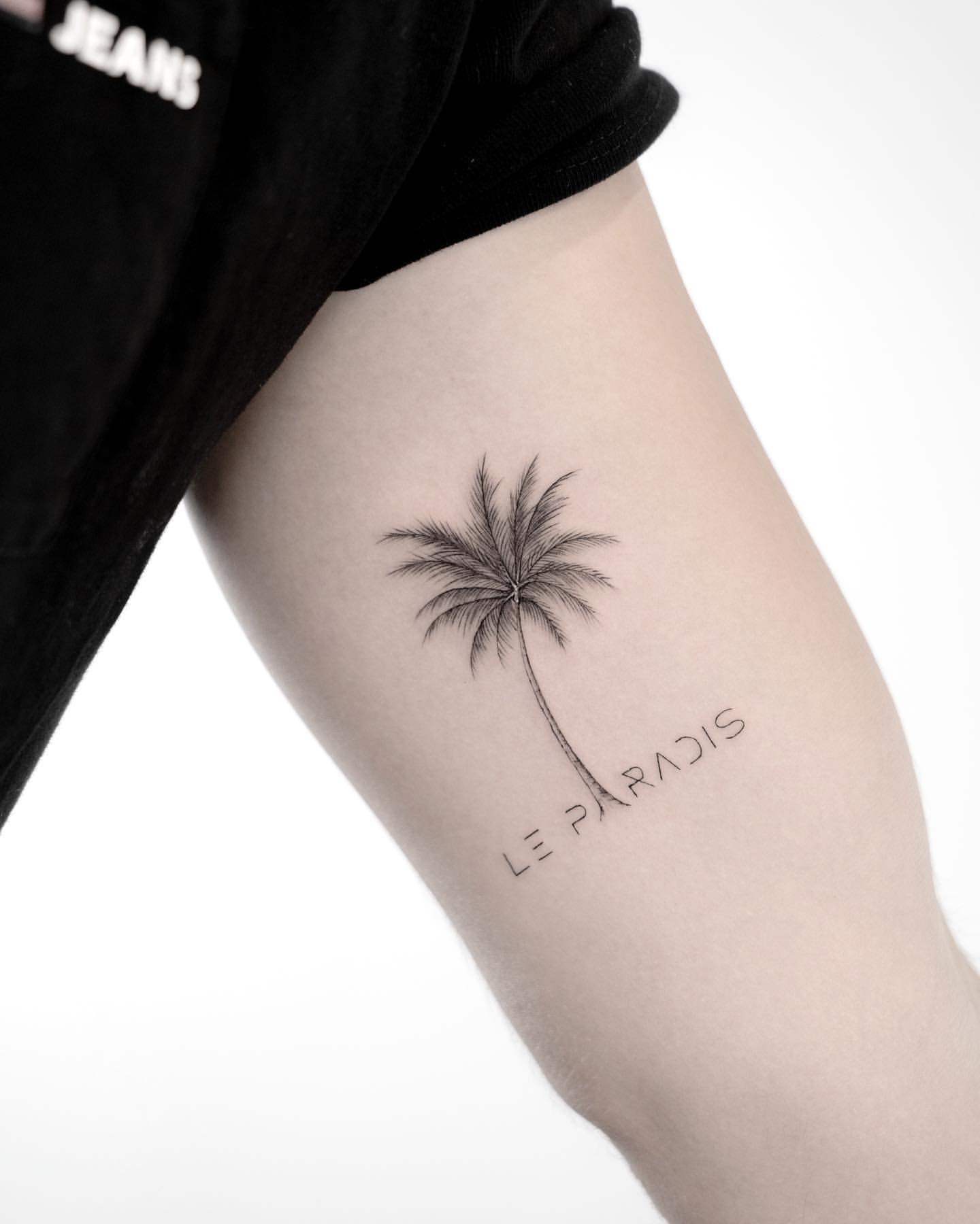 vibrant palm tree tattoos for men