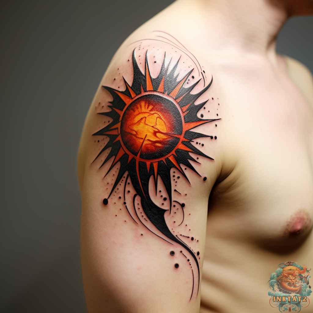 vibrant sun tattoos for men styles