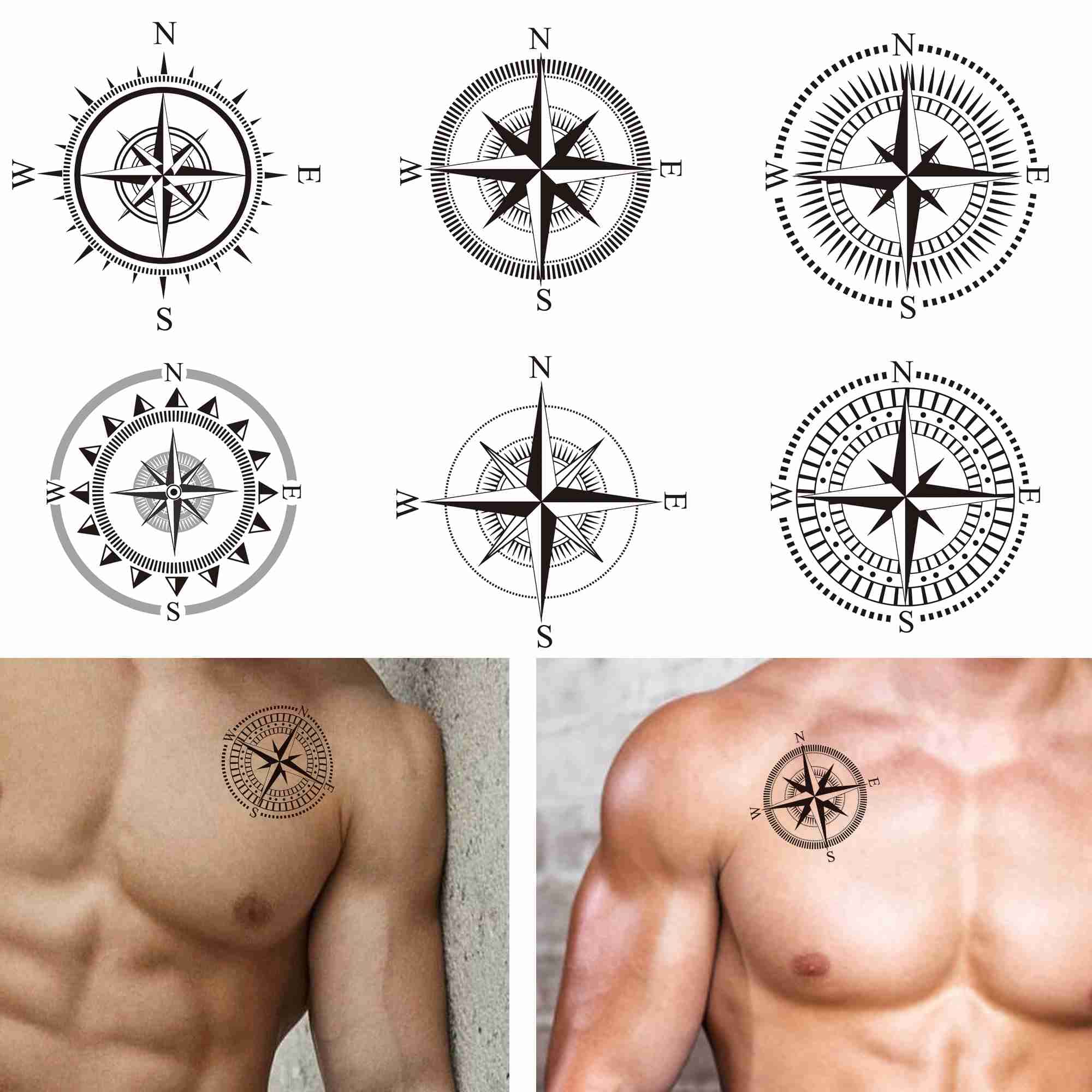 vintage compass tattoos for men