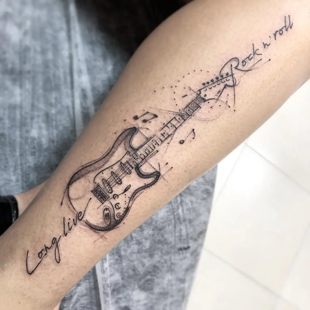 vintage guitar tattoos for men