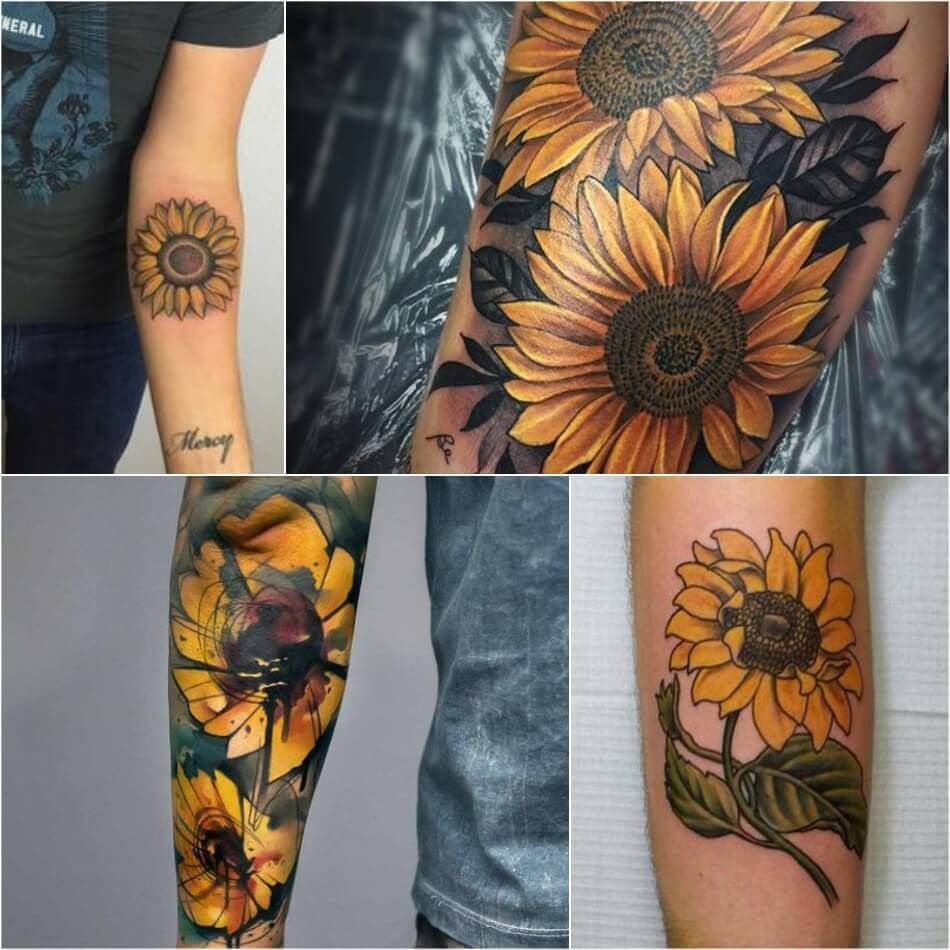 vintage sunflower tattoos for men.