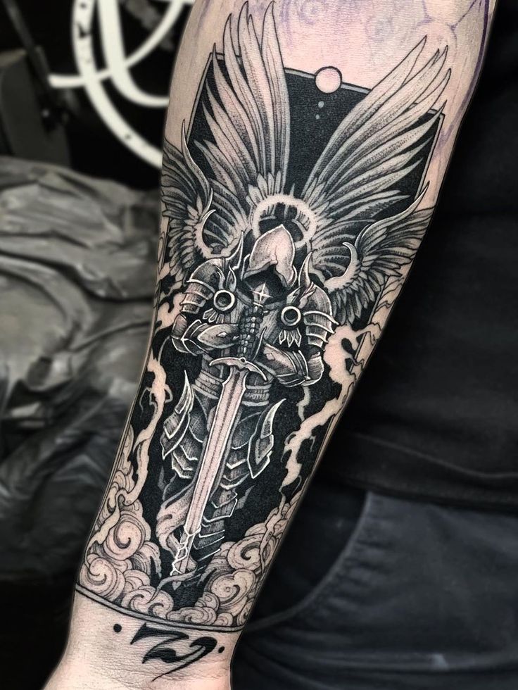 Warrior Angel tattoos for men designs